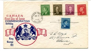 Canada 1949 GVI definitive set of five on illustrated f.d.c. Ontario to Ottawa - Picture 1 of 1