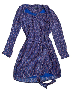 Banana Republic Faux Wickelkleid Größe 6 Blau Rot Weiß Geometrisch Langarm - Bild 1 von 8