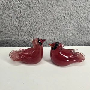 Glas Kardinäle Murano Stil Kunstglas mundgeblasene Figuren - 2 Stück - Bild 1 von 16