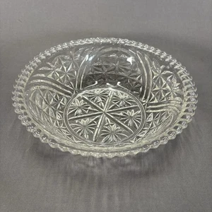 Anchor Hocking Stars and Bars Clear Glass Serving Salad Bowl 10 1/2" Pressed - Picture 1 of 8