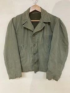 Vintage WWII USN Navy Deck Jacket N-4 Field Coat Lined Green 1940s N4 - Picture 1 of 23