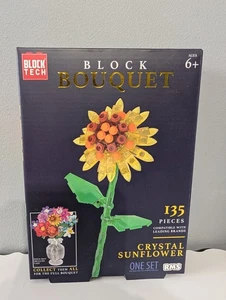 Block Tech Block Bouquet Crystal Sunflower Flower Building Set 135 Pieces MIP! - Picture 1 of 2