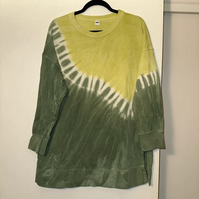 Antigua sudadera túnica tie dye verde verde azul marino grande cuello redondo para mujer usada en excelente estado Foto 1 de 4