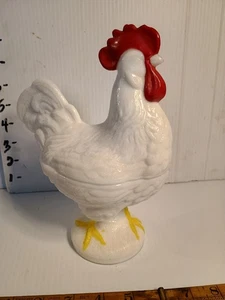 Vintage Westmoreland Milk Glass Standing Rooster Candy Dish - Picture 1 of 14