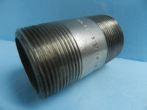 1-1/2"x3" 316 STAINLESS PIPE FITTING NIPPLE THREADED (X2) SCHED. 80, NEW, MARINE - Picture 1 of 7