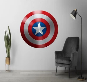 Super Hero Avengers Captain America Shield 3D  Sticker Wall Poster Decal Mural - Picture 1 of 1