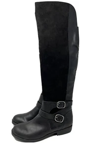 Nine West Woodsie schwarze Stiefel Größe 7,5M Wildleder Leder Schnallen - Bild 1 von 7