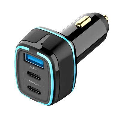 YONGJIANGXIA Universal Car Cigarette Lighter To USB + 2 TYPE C Socket Connector PD QC4.0