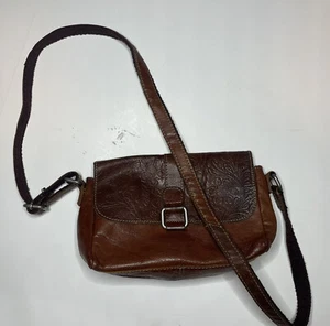 Vintage Jack Georges Women's Genuine Leather Crossbody Shoulder Flap Brown Print - Picture 1 of 11