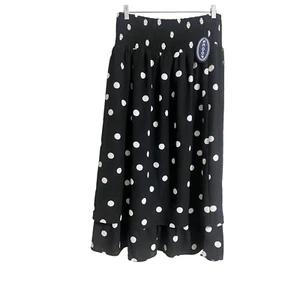 SCOOP Smocked Waist Tier Midi Skirt Polka Dots Large NWT - Picture 1 of 4