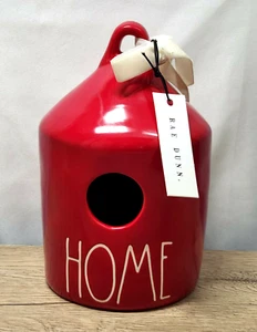 Rae Dunn “Home” Red Round Birdhouse By Magenta W/ Ivory Velvet Ribbon NEW w/tags - Picture 1 of 9