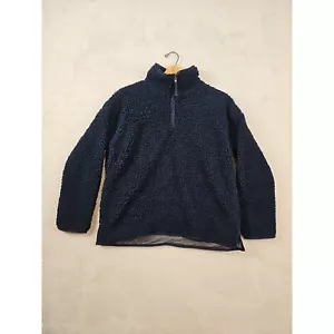 Thread & Supply Women's Small Navy Fleece Quarter Zip Pullover Fabric Lined New - Picture 1 of 11