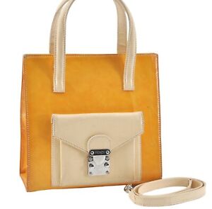 Authentic FENDI 2Way Shoulder Hand Bag Purse Leather Yellow Ivory J3094