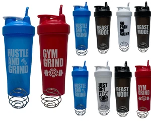 Protein Shaker Bottle For Protein Mix 24 OZ 2 Pack BPA Free Dishwasher Safe - Picture 1 of 20