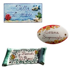 TARGA PORTA PER BED BREAKFAST IN CERAMICA VIETRI PERSONALIZZABILE FATTA A MANO