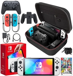 Nintendo Switch OLED Model White Case Bundle with Super Smash Bros Ultimate - Picture 1 of 7