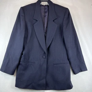 GIANNI BLAZER Ladies Jacket Navy Blue WOOL Size 12 - Picture 1 of 6