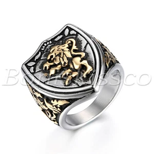 Men's Retro Charm Stainless Steel Lion King Biker Rocker Gothic Ring Band #7-#13 - Picture 1 of 7