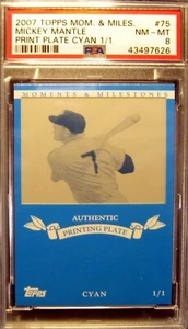 2007 Topps 75 MICKEY MANTLE Printing Plate CYAN 1/1.  PSA 8 NMMT.  (4349-C).* - Picture 1 of 2