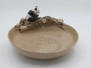 RARE Maggie Whalen Clay Nest Pottery Bowl w/Panda Bear Flowers Tree Branch NICE! - Picture 1 of 16