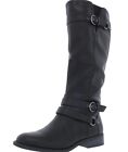 WHITE MOUNTAIN Women's Wide-Calf Black Faux-Leather Loyal Riding Boots SZ 10WC