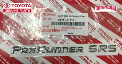 Toyota Tacoma 1995-2004 emblema de puerta trasera SR5 Prerunner genuino OEM PT211-21031 Foto 1 de 2