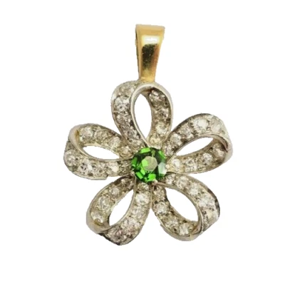 0.90ct Natürlich Rund Diamant 14k Gelbgold Peridot Hochzeitstag Anhänger - Bild 1 von 4