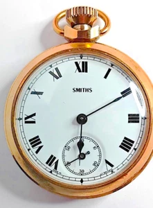 👀⭐GOLD TONE STAINLESS STEEL SMITHS, 16s OPEN FACED POCKET WATCH, FULLY WORKING⭐ - Picture 1 of 16