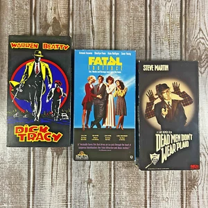 Lot Of 3 VHS movies - Dick Tracy, Fatal Instinct, Dead Men Don't Wear Plaid VTG - Picture 1 of 3
