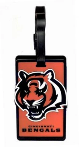 Cincinnati Bengals Rubber Bag Tag, NFL Licensed Luggage Tag Cover