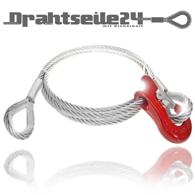 Chockerseil Forst mit Seilgleithaken und Kauschen Forst 10mm 12mm 14mm Forstseil - Bild 1 von 4