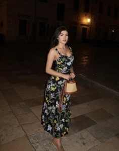 ZARA NWT WOMAN SS24 MIDI FLORAL PRINT DRESS BLACK / YELLOW | 2157/052 - Picture 1 of 23