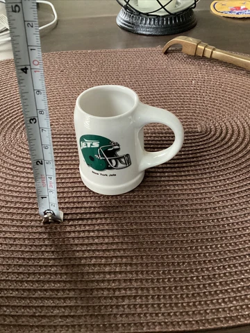 Vintage New York JETS NFL Football Helmet Logo Papel Stein Mug Miniature Mini Cover