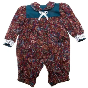 6/12/18/24 mth Pretty Originals Vintage Green Bow Play Dress Up Nursery Romper - Picture 1 of 2