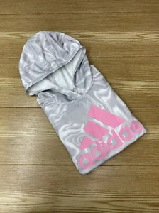 Adidas Girls Fleeced Hoodie Kids Big Logo Sweatshirt Gray Casual Pullover Size L - Picture 1 of 15
