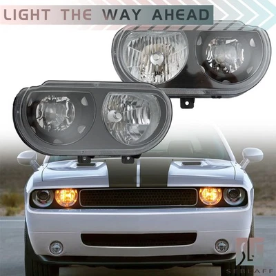 Par de faros halógenos negros izquierda+derecha para Dodge Challenger 2008-2014 Foto 1 de 4