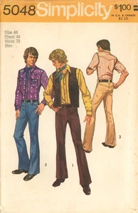Simplicity 5048 Button Down Shirt w Back Yoke, Vest & Yoked Pants Sz 44 COMPLETE - Picture 1 of 5