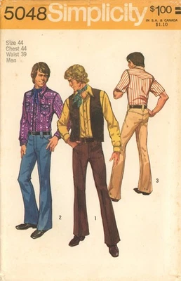 Simplicity 5048 Button Down Shirt w Back Yoke, Vest & Yoked Pants Sz 44 COMPLETE - Image 1 of 4