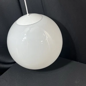 16 in Dia White Milk Glass Orb Round Globe Ball Light Fixture Shade Neckless - Picture 1 of 15