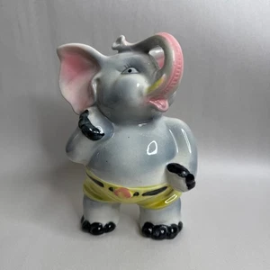Vintage Keramik Elefant Coin Bank gelbe Shorts Japan anamorphe Figur - Bild 1 von 9