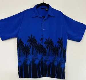 Alpine Design Men’s Blue/ Black Palm Tree Button Up Shirt Size Medium - Picture 1 of 4