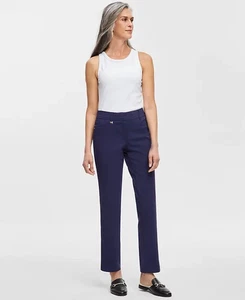 JM Collection Women Sz 8 Curvy-Fit Straight Leg Tummy Control Pants Navy Blue - Picture 1 of 19