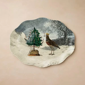 John Derian For Target Stoneware XL  Bird Serving Platter Bird Tree Christmas - Picture 1 of 3