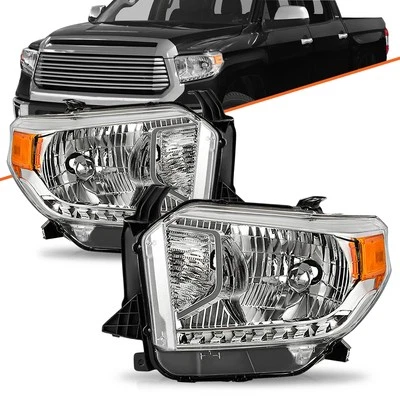 For 2014-2017 Toyota Tundra Headlight Pair Chrome With Level Adjuster 2Pc Set - Image 1 of 4