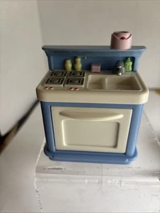 Fregadero de cocina Fisher Price Loving Family azul tamaño casa de muñecas usado - Imagen 1 de 7