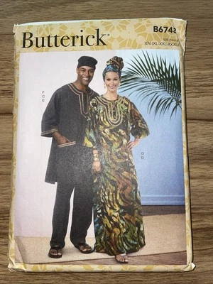 BUTTERICK PATTERN  6748 CAFTAN HAT TUNIC PANTS MENS/MISS SIZES XL - XXXL  UNCUT - Image 1 of 2