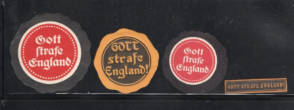 GERMANY WW I GOD PUNISH ENGLAND PROPAGANDA POSTER STAMP GROUP - Image 1 of 1