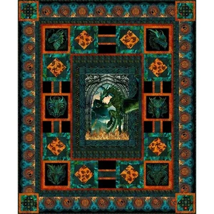 Dragons Emerald Reign von Jason Yenter - 89,5" x 107,5" Queen Quilt - Top & Bind - Bild 1 von 10