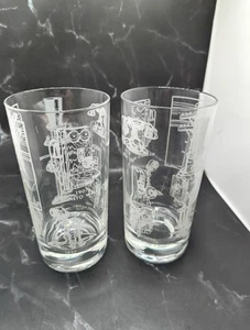 2 ~ Telephone History Through the Years Etched Phones Drinking Glasses Tumbler - Picture 1 of 17