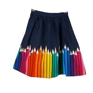 Fervour ModCloth Skirt Size M Colored Pencils Knee Length Rainbow Art Teacher - Picture 1 of 13